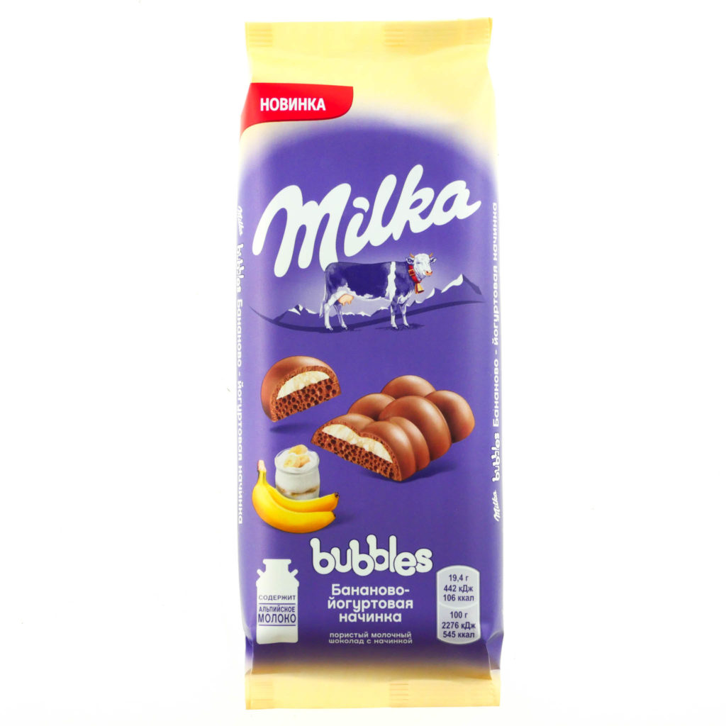 Шоколад Milka bubbly White молочный с пористым белым