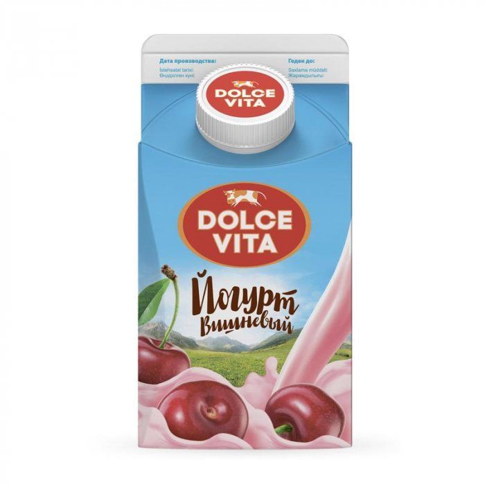 Йогурт Dolce Vita вишня 2,5% 450 г. Йогурт питьевой Dolce Vita. Dolce cherry